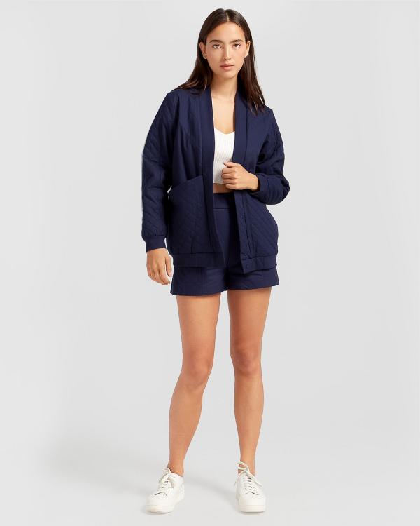 Belle & Bloom - Over It Quilted Bomber - Coats & Jackets (Navy) Over It Quilted Bomber