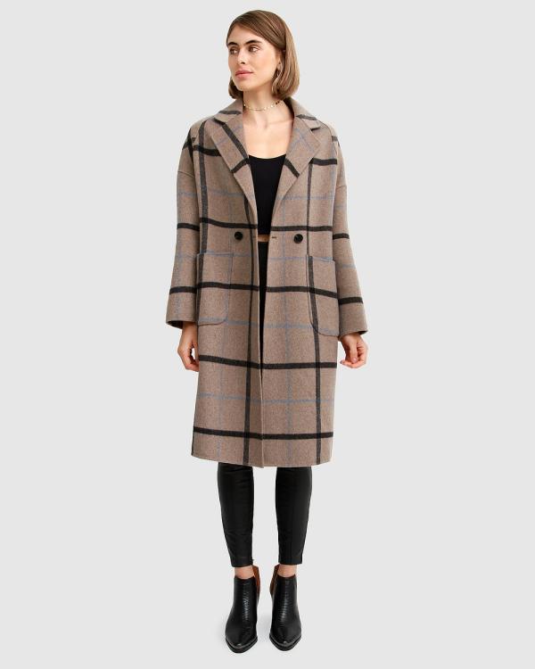 Belle & Bloom - Publisher Double Breasted Wool Blend Coat - Coats & Jackets (Oat Plaid) Publisher Double-Breasted Wool Blend Coat