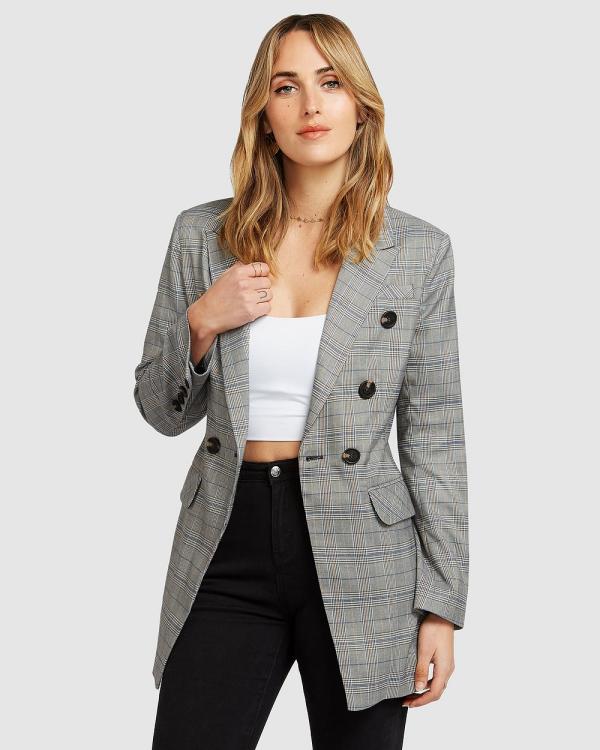 Belle & Bloom - Too Cool For Work Plaid Blazer - Suits & Blazers (Charcoal) Too Cool For Work Plaid Blazer
