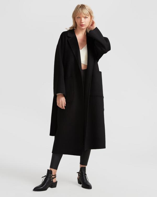 Belle & Bloom - Wide Awake Split Hem Overcoat - Coats & Jackets (Black) Wide Awake Split Hem Overcoat