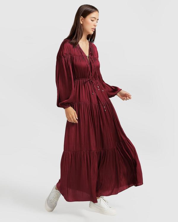 Belle & Bloom - Window Seat Tiered Maxi Dress - Dresses (Merlot) Window Seat Tiered Maxi Dress