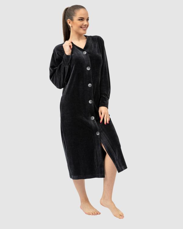 Belmanetti - Newport Modal and Cotton Button Up Robe - Sleepwear (Black) Newport Modal and Cotton Button-Up Robe