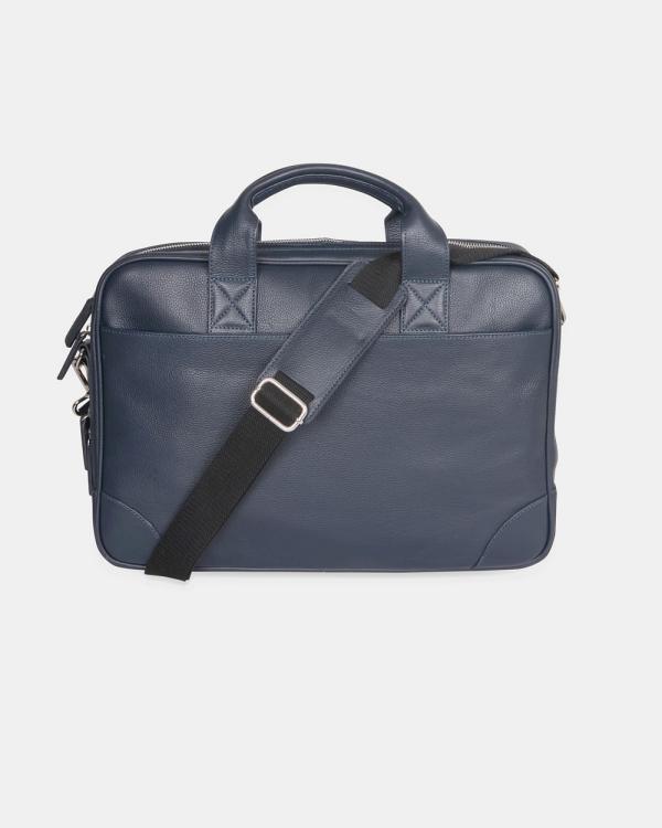 Ben Sherman - Leather Laptop Briefcase - Bags (NAVY) Leather Laptop Briefcase