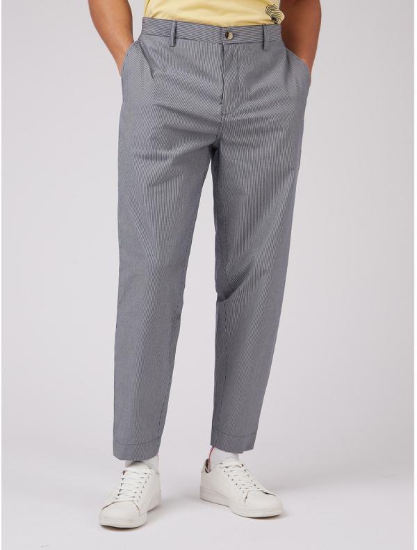 Ben Sherman - Ticking Stripe Relaxed Taper Trouser - Cargo Pants (BLUE) Ticking Stripe Relaxed Taper Trouser