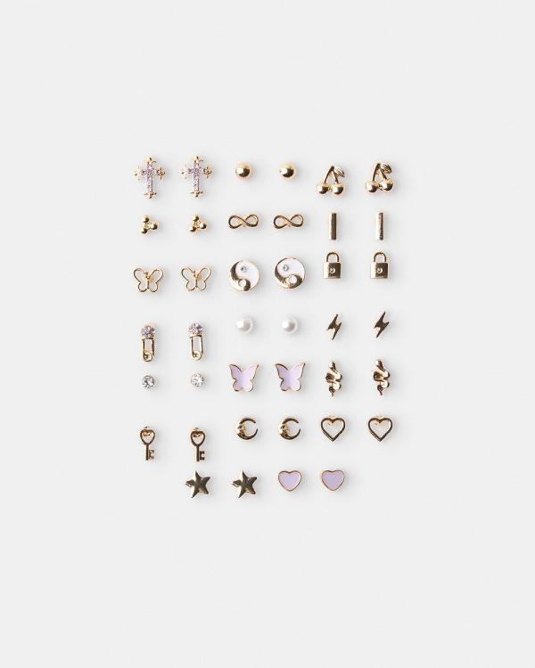 Bershka - 20 pack Of Minimalist Earrings - Jewellery (Gold) 20-pack Of Minimalist Earrings