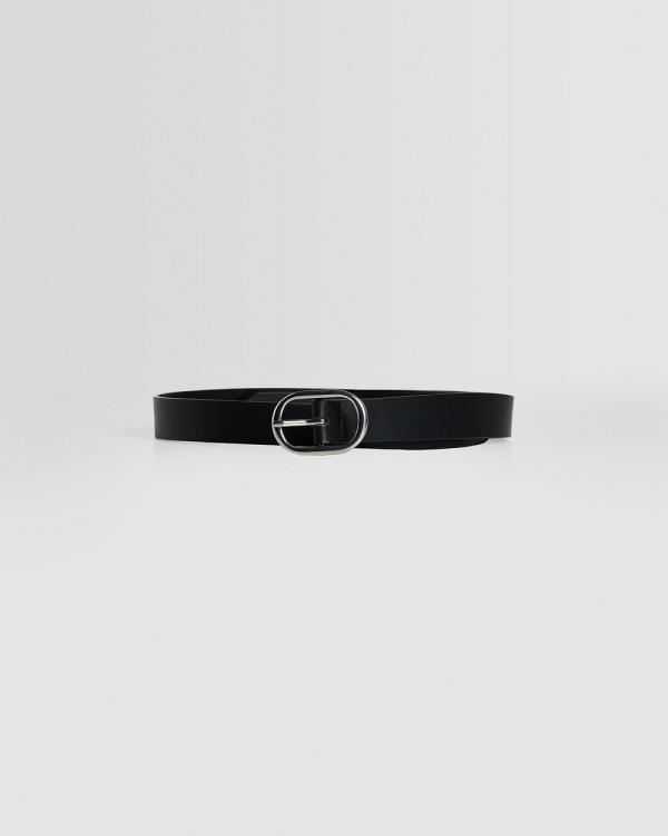 Bershka - Faux Leather Belt With Rectangular Buckle - Belts (Black) Faux Leather Belt With Rectangular Buckle