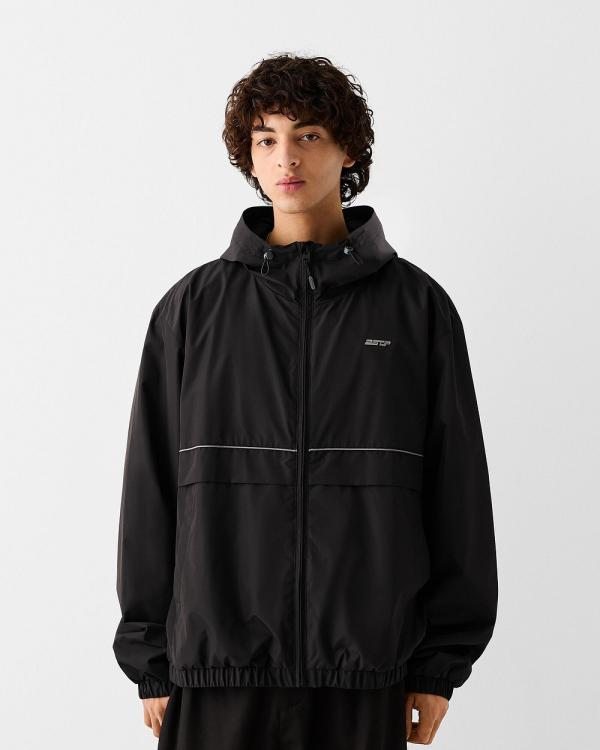 Bershka - Lightweight Jacket With Hood - Coats & Jackets (Black) Lightweight Jacket With Hood