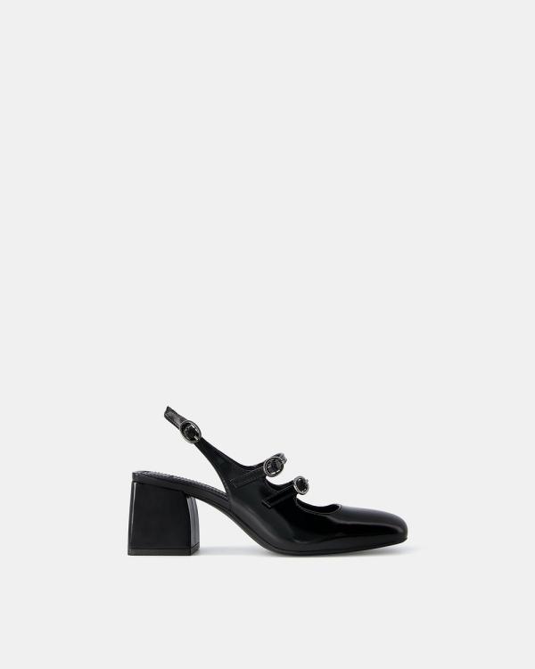 Bershka - Mary Jane Slingback Block Heel Shoes - Mid-low heels (BLACK) Mary Jane Slingback Block Heel Shoes