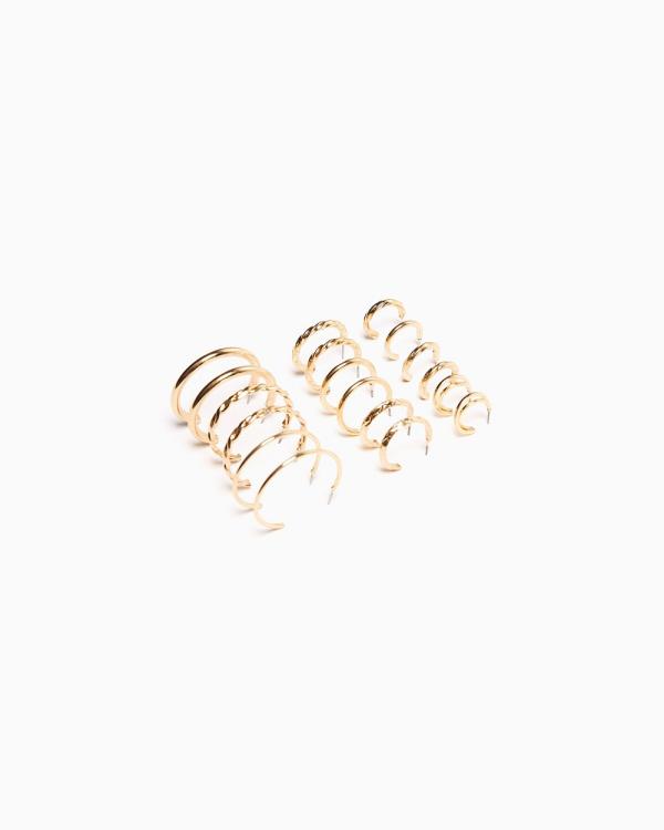Bershka - Pack Of 9 Thin Hoop Earrings - Jewellery (Gold) Pack Of 9 Thin Hoop Earrings