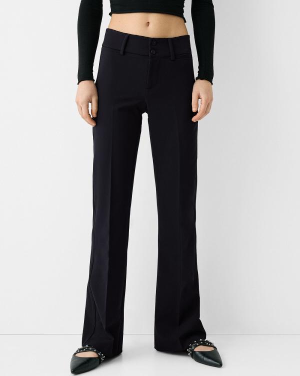 Bershka - Tailored Flared Pants - Pants (Black) Tailored Flared Pants