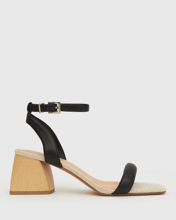 Betts - Monica Wooden Block Heel Sandals - Mid-low heels (Black) Monica Wooden Block Heel Sandals