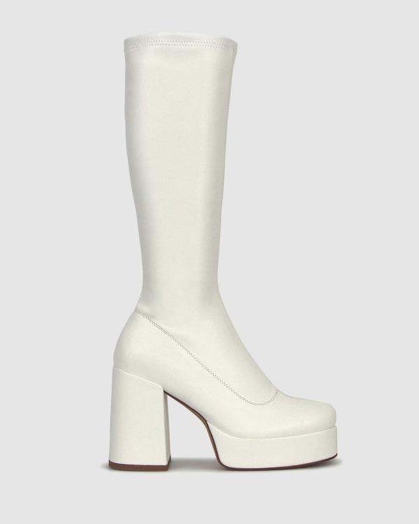 Betts - Preach Tall Platform Sock Boots - Heels (White) Preach Tall Platform Sock Boots