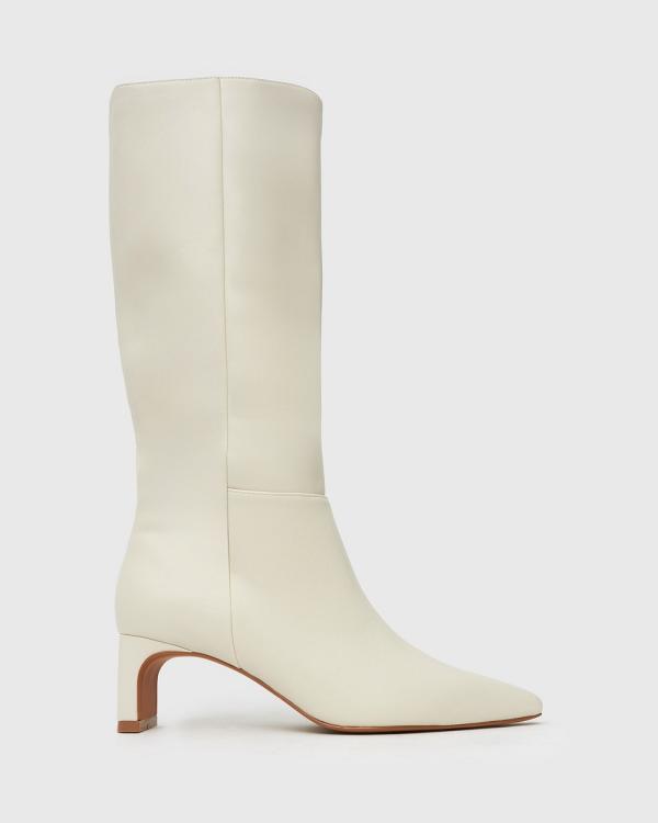 Betts - Zia Pull on Pointed Toe Boots - Knee-High Boots (Bone) Zia Pull on Pointed Toe Boots