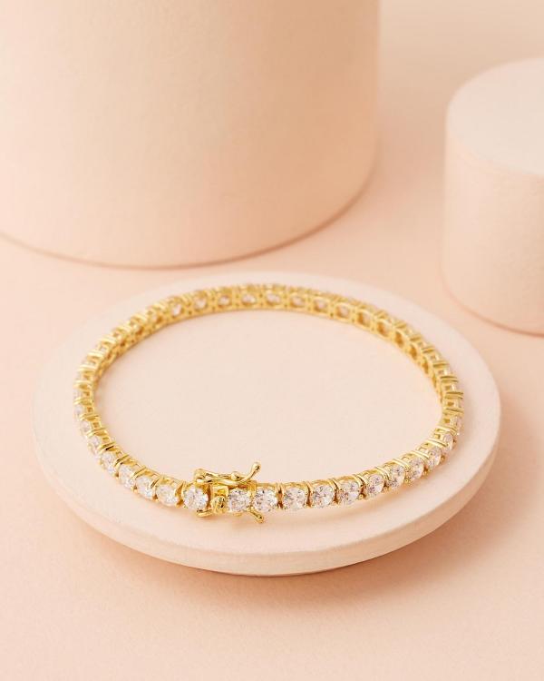 Bianc - Large Tennis Bracelet - Jewellery (Gold) Large Tennis Bracelet