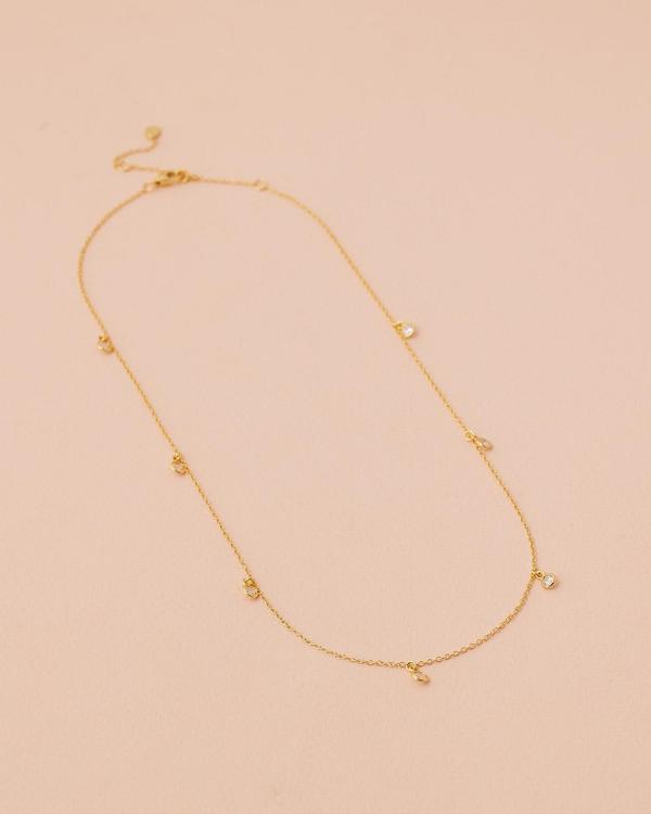Bianc - Scattered CZ Bezel Drop Necklace - Jewellery (Gold) Scattered CZ Bezel Drop Necklace
