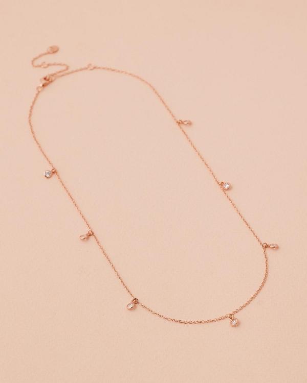 Bianc - Scattered CZ Bezel Drop Necklace - Jewellery (Rose Gold) Scattered CZ Bezel Drop Necklace