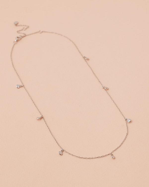 Bianc - Scattered CZ Bezel Drop Necklace - Jewellery (Silver) Scattered CZ Bezel Drop Necklace