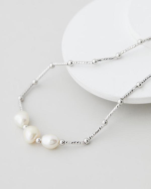 Bianc - Trident Necklace - Jewellery (Rhodium Plated Sterling Silver & Freshwater Pearls) Trident Necklace