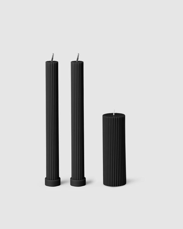 Black Blaze - Column Pillar Candle Combo - Home (Black Duo + Black Wide) Column Pillar Candle Combo