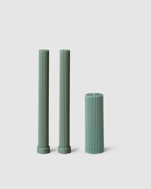 Black Blaze - Column Pillar Candle Combo - Home (Eucalyptus Duo + Eucalyptus Wide) Column Pillar Candle Combo