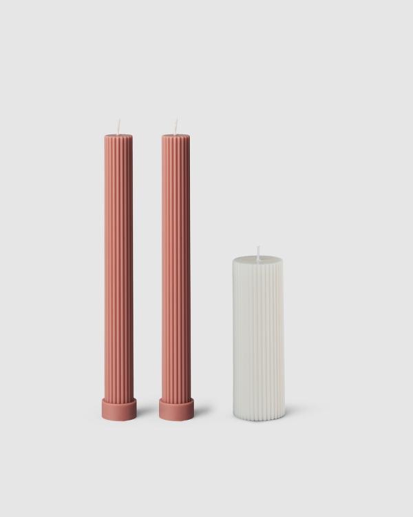 Black Blaze - Column Pillar Candle Combo - Home (Peach Duo + White Wide) Column Pillar Candle Combo