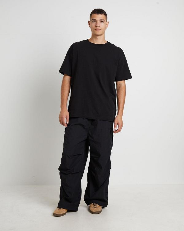 Black Noise White Rain - Oversized Parachute Cargo Pant - Pants (BLACK) Oversized Parachute Cargo Pant