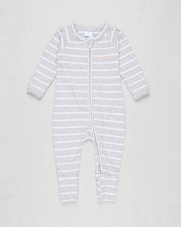 Bonds Baby - Ribbed Zip Wondersuit   Babies - Longsleeve Rompers (New Grey Marle & White) Ribbed Zip Wondersuit - Babies