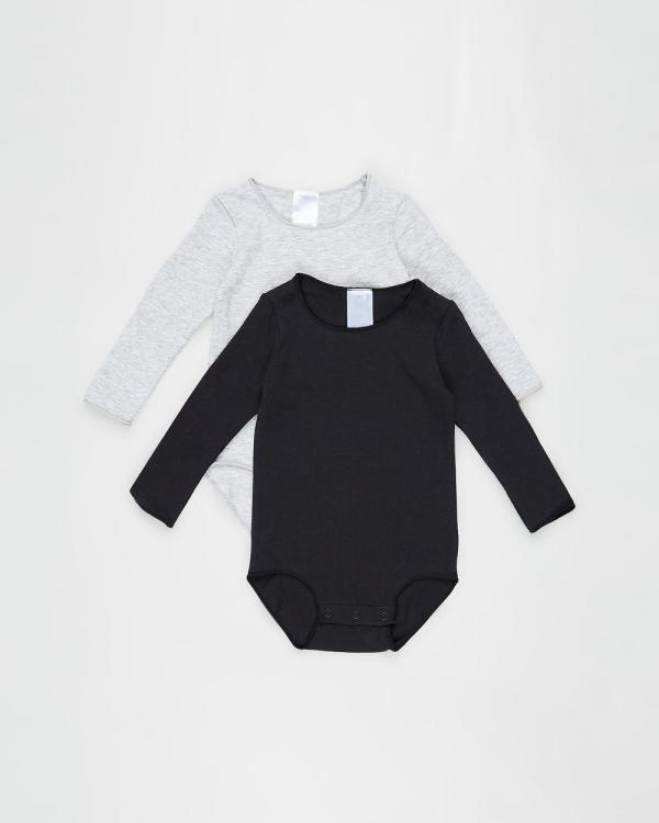 Bonds Baby - Wonderbodies Long Sleeve Bodysuit 2 Pack   Babies - Bodysuits (Black Grey) Wonderbodies Long Sleeve Bodysuit 2 Pack - Babies