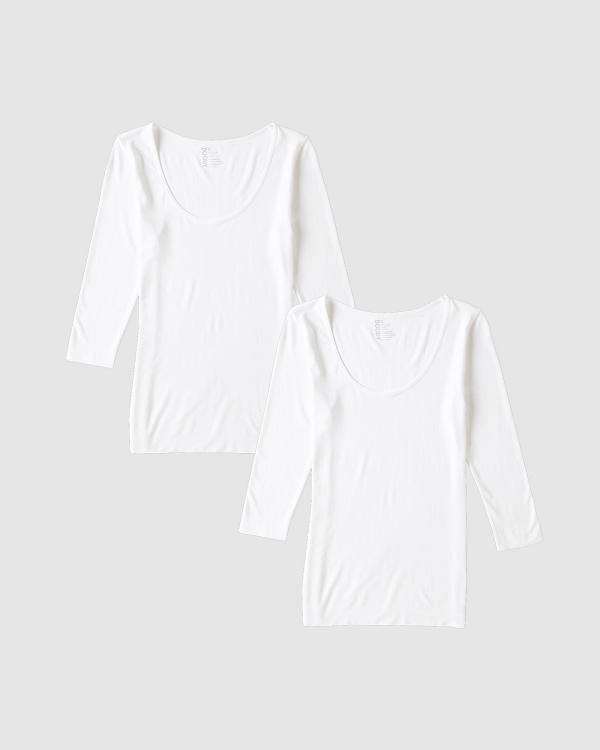 Boody - Boody 2 Pack 3 4 Sleeve Top - Tops (White) Boody 2-Pack 3-4 Sleeve Top