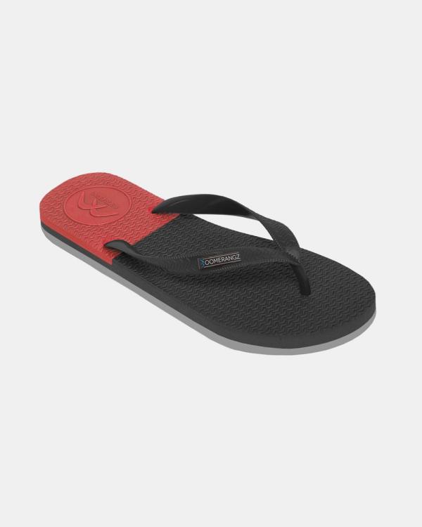 Boomerangz Footwear - Men's Black Grey Red Thongs with arch support and 2 x interchangeable straps - All thongs (Black/Grey/Red, Grey, Red) Men's Black-Grey-Red Thongs with arch support and 2 x interchangeable straps