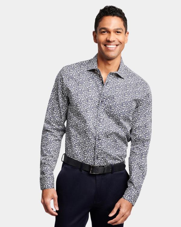 Brooksfield - ABSTRACT FLORAL PRINT REG FIT BUSINESS SHIRT - Shirts & Polos (Navy) ABSTRACT FLORAL PRINT REG FIT BUSINESS SHIRT