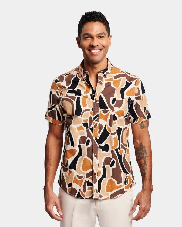 Brooksfield - Abstract Print Casual Shirt - Casual shirts (Brown) Abstract Print Casual Shirt