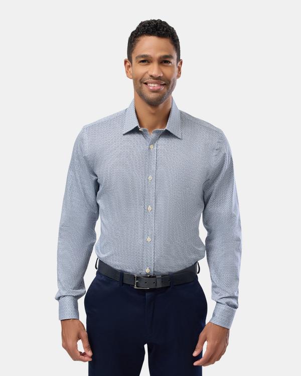 Brooksfield - Abstract Print Slim Fit Shirt - Shirts & Polos (Navy) Abstract Print Slim Fit Shirt