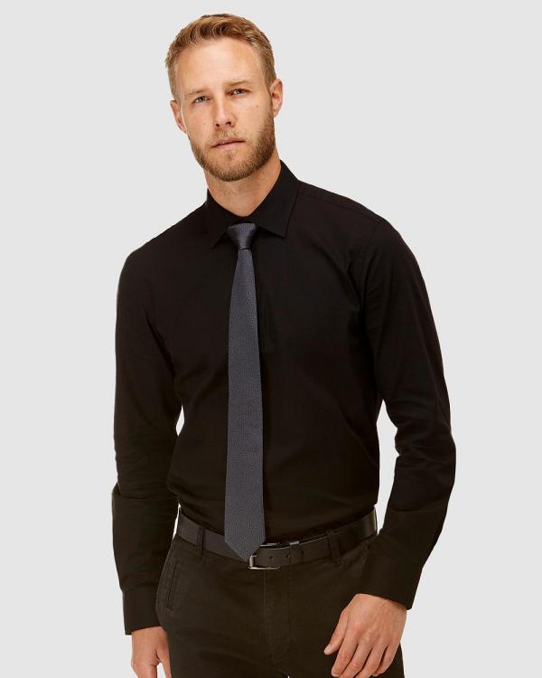 Brooksfield - Staple Textured Business Shirt - Shirts & Polos (Black) Staple Textured Business Shirt