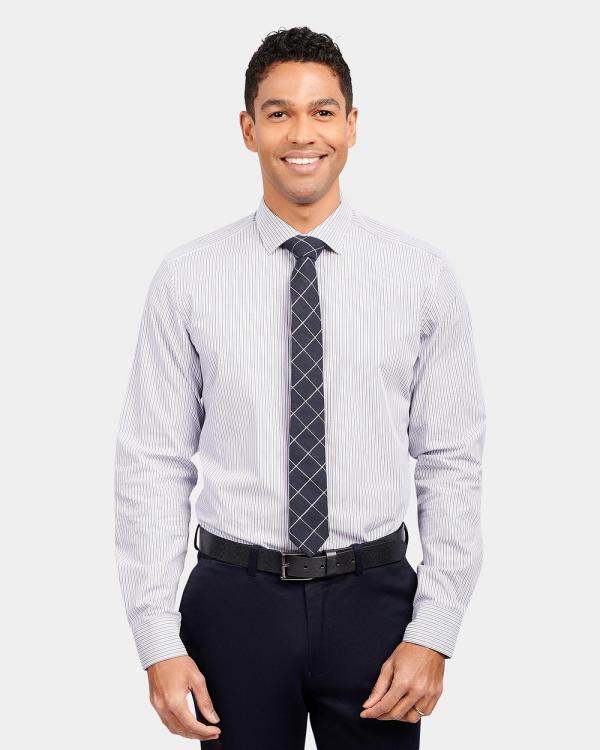Brooksfield - Stripe Reg Fit Business Shirt - Shirts & Polos (WHITE) Stripe Reg Fit Business Shirt