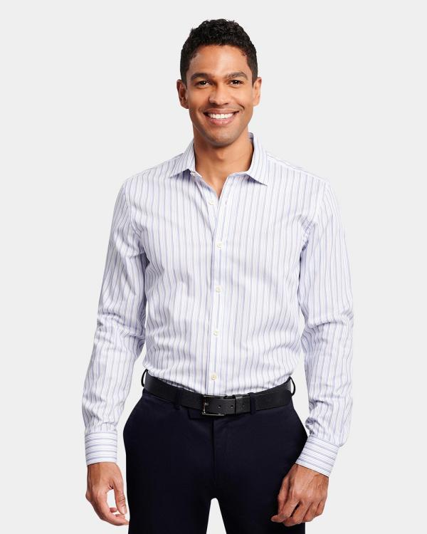 Brooksfield - Stripe Slim Fit Dress Shirt - Shirts & Polos (Blue) Stripe Slim Fit Dress Shirt