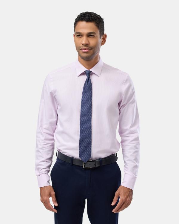 Brooksfield - Textured Plain Regular Fit Business Shirt - Shirts & Polos (Lilac) Textured Plain Regular Fit Business Shirt