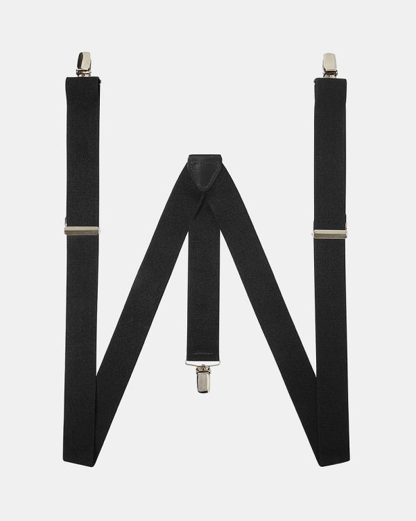 Buckle - Plain 35mm Y Back Braces - Suspenders (Black) Plain 35mm Y Back Braces