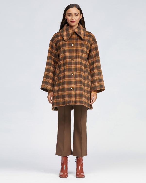 bul - Darmowy Coat - Coats & Jackets (Brown/Orange Check) Darmowy Coat