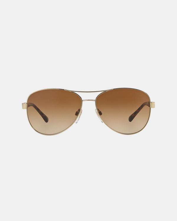 Burberry - Burberry Heritage   Gold Canvas Check - Sunglasses (Gold & Brown Gradient) Burberry Heritage - Gold Canvas Check