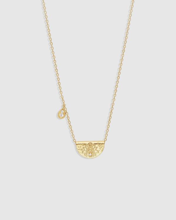 By Charlotte - Gold Lotus Birthstone Necklace   April - Jewellery (Gold) Gold Lotus Birthstone Necklace - April