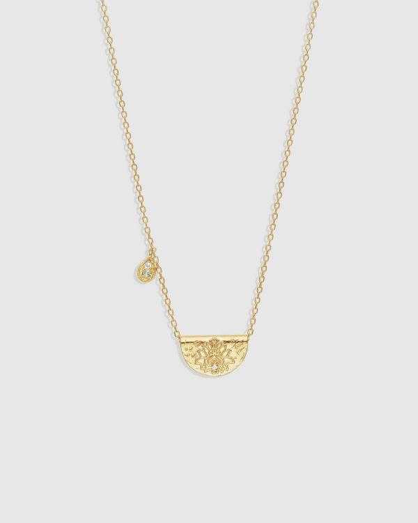 By Charlotte - Gold Lotus Birthstone Necklace   August - Jewellery (Gold) Gold Lotus Birthstone Necklace - August
