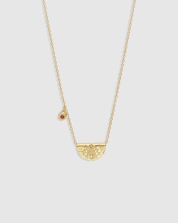 By Charlotte - Gold Lotus Birthstone Necklace   January - Jewellery (Gold) Gold Lotus Birthstone Necklace - January