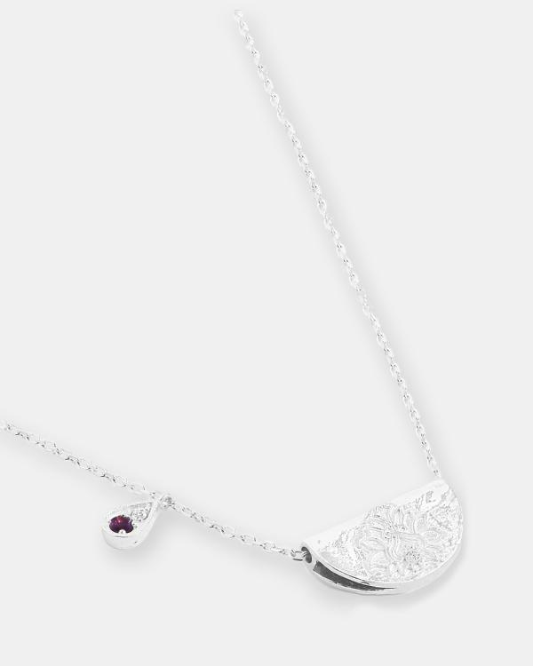 By Charlotte - Silver Lotus Birthstone Necklace   February - Jewellery (Silver) Silver Lotus Birthstone Necklace - February