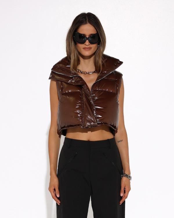 BY.DYLN - Shae Cropped Vest - Coats & Jackets ( Choc) Shae Cropped Vest