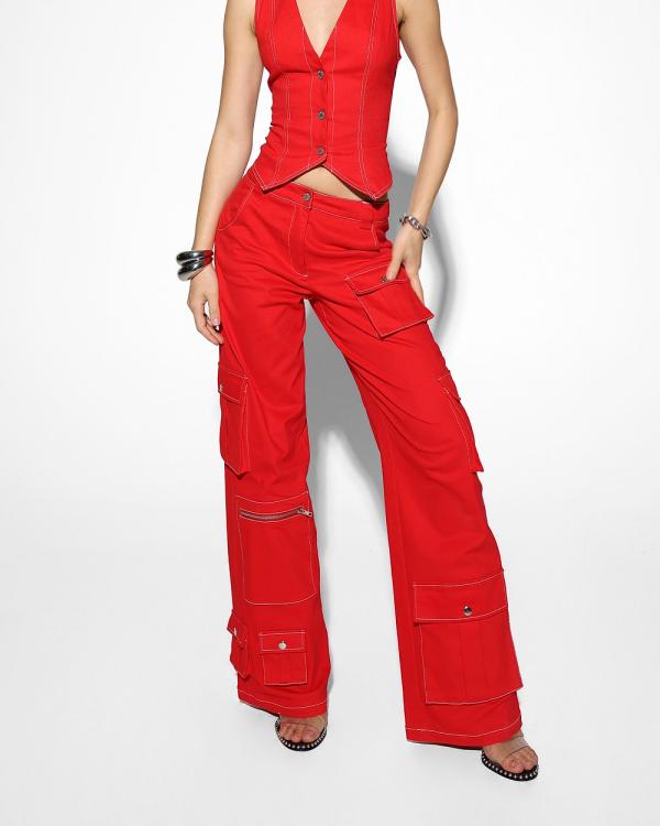 BY.DYLN - Tyler Pants - Mom Jeans (Red) Tyler Pants