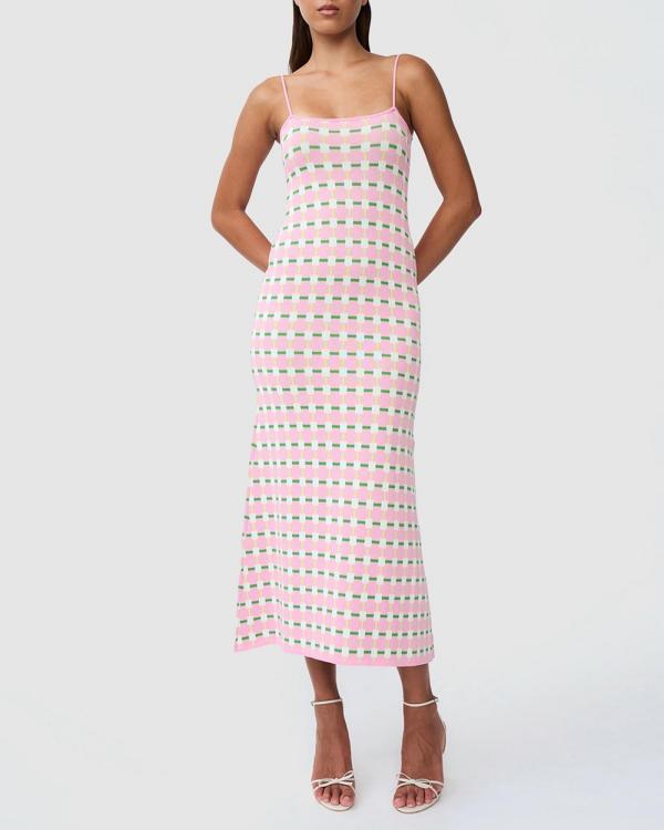BY JOHNNY. - Remy Checker Knit Midi Dress - Dresses (Pink Green Yellow) Remy Checker Knit Midi Dress
