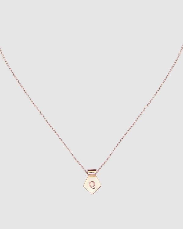 CA Jewellery - Letter Q Pendant Necklace Rose Gold - Jewellery (Rose Gold) Letter Q Pendant Necklace Rose Gold