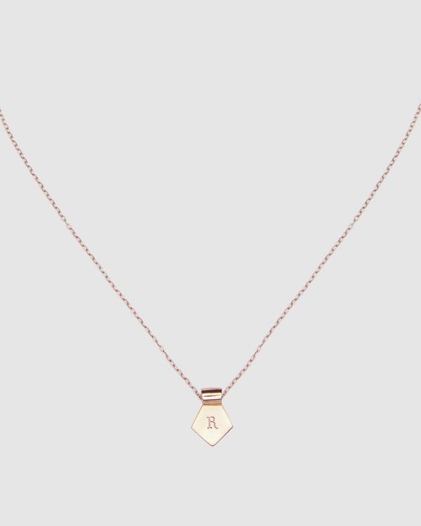 CA Jewellery - Letter R Pendant Necklace Rose Gold - Jewellery (Rose Gold) Letter R Pendant Necklace Rose Gold