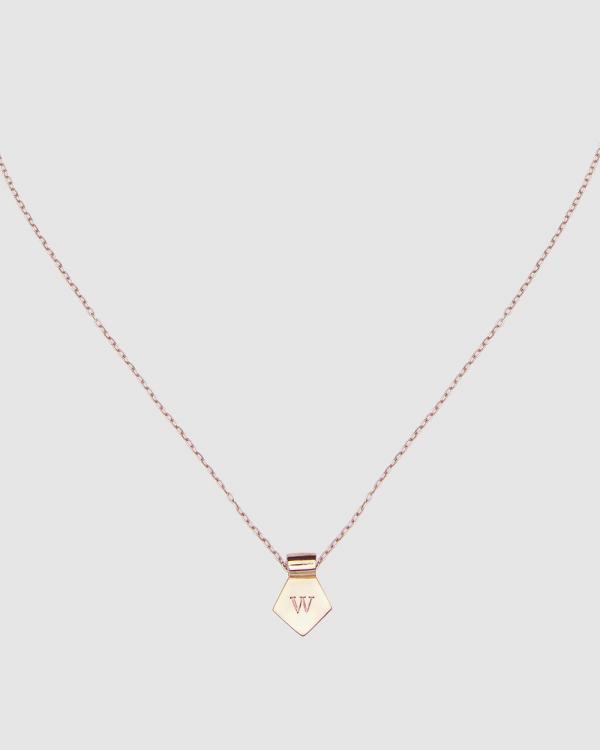 CA Jewellery - Letter W Pendant Necklace Rose Gold - Jewellery (Rose Gold) Letter W Pendant Necklace Rose Gold